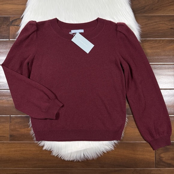 Antonio Melani Size Large Zinfandel Lisa Puff Sleeve Cashmere Pullover Sweater - Picture 1 of 11